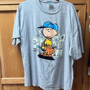Peanuts Gray Short Sleeve Tee with Blue and Yellow Accents